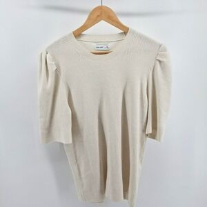 Nine West Ivory Sweater Puff Sleeves Sz XXL Soft Preppy Career Workwear Academia